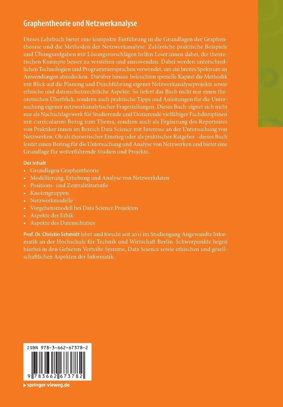 Rückseite: 9783662673782 | Graphentheorie und Netzwerkanalyse | Christin Schmidt | Taschenbuch