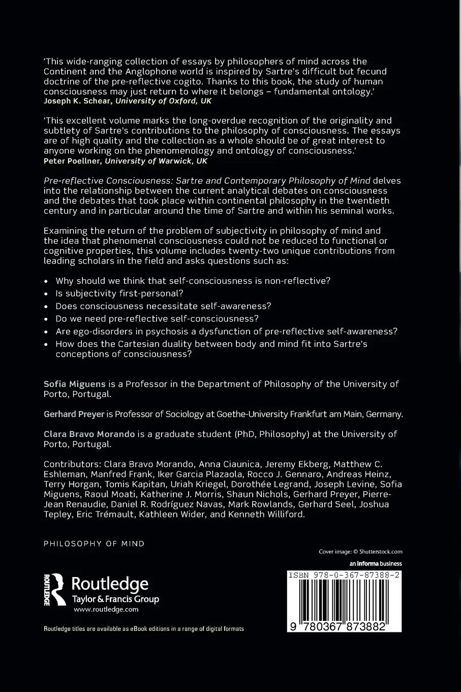 Rückseite: 9780367873882 | Pre-reflective Consciousness | Sofia Miguens (u. a.) | Taschenbuch