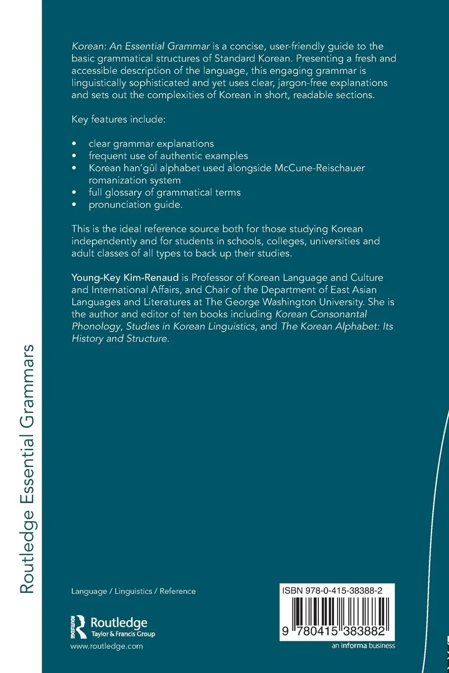 Rückseite: 9780415383882 | Korean | An Essential Grammar | Young-Key Kim-Renaud | Taschenbuch