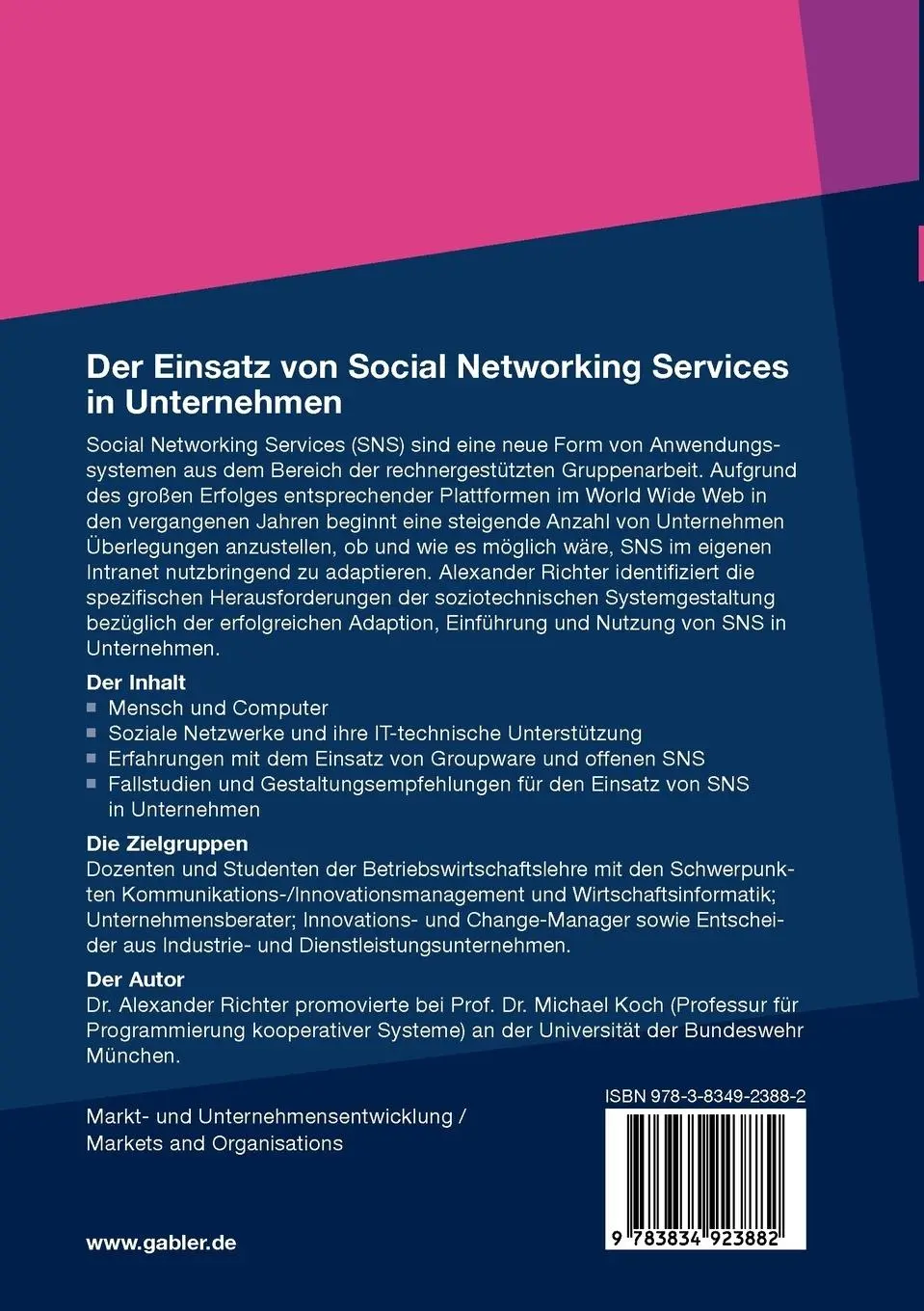 Rückseite: 9783834923882 | Der Einsatz von Social Networking Services in Unternehmen | Richter