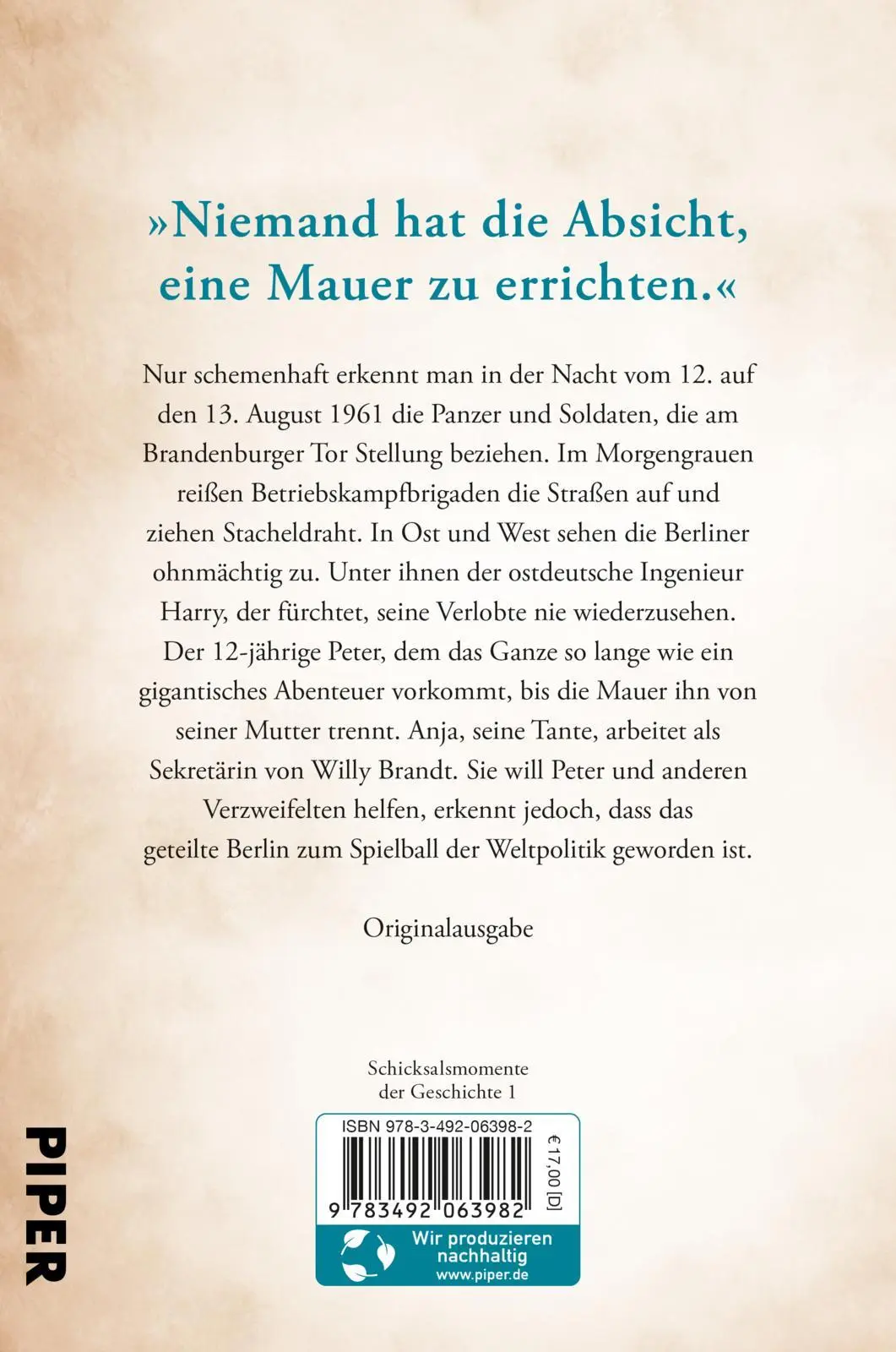 Rückseite: 9783492063982 | Die gespaltene Stadt | Michael Wallner | Taschenbuch | 384 S. | 2023