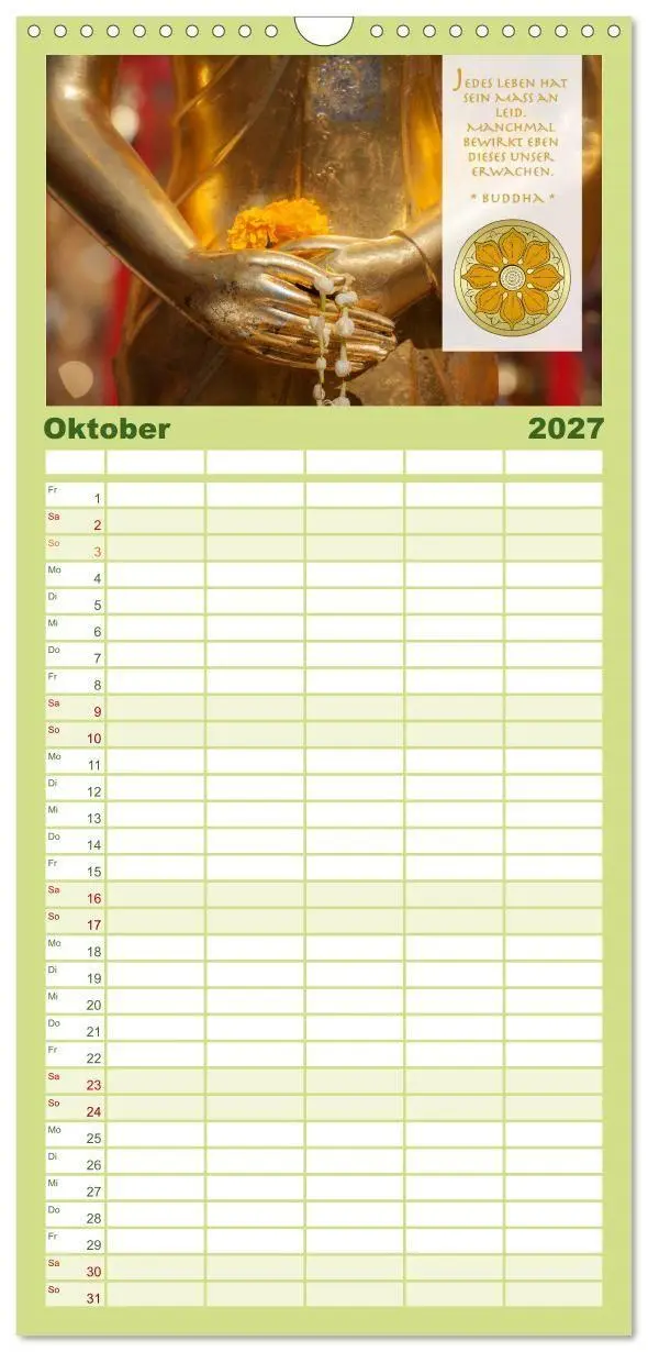 Bild: 9783594343982 | Familienplaner 2027 - BUDDHA im GLÜCK - Weisheiten aus Asien mit 5...