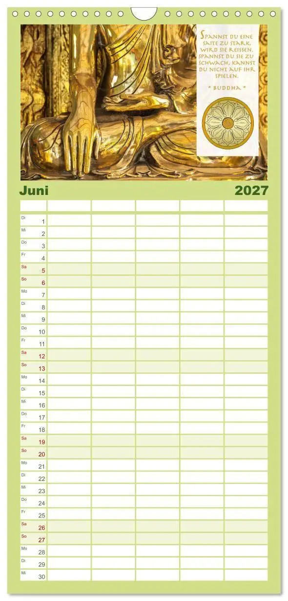 Bild: 9783594343982 | Familienplaner 2027 - BUDDHA im GLÜCK - Weisheiten aus Asien mit 5...