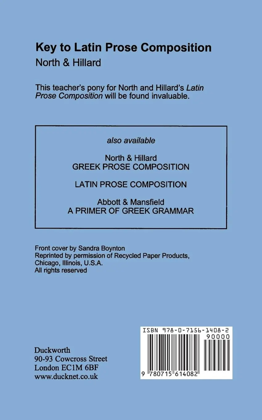 Rückseite: 9780715614082 | Key to Latin Prose Composition | M. North (u. a.) | Taschenbuch | 2013