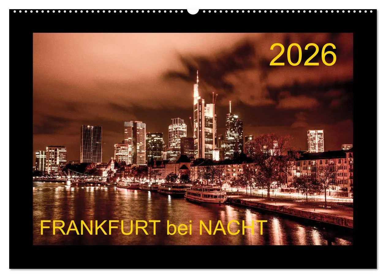 Cover: 9783457924082 | Frankfurt bei Nacht 2026 (Wandkalender 2026 DIN A2 quer), CALVENDO...