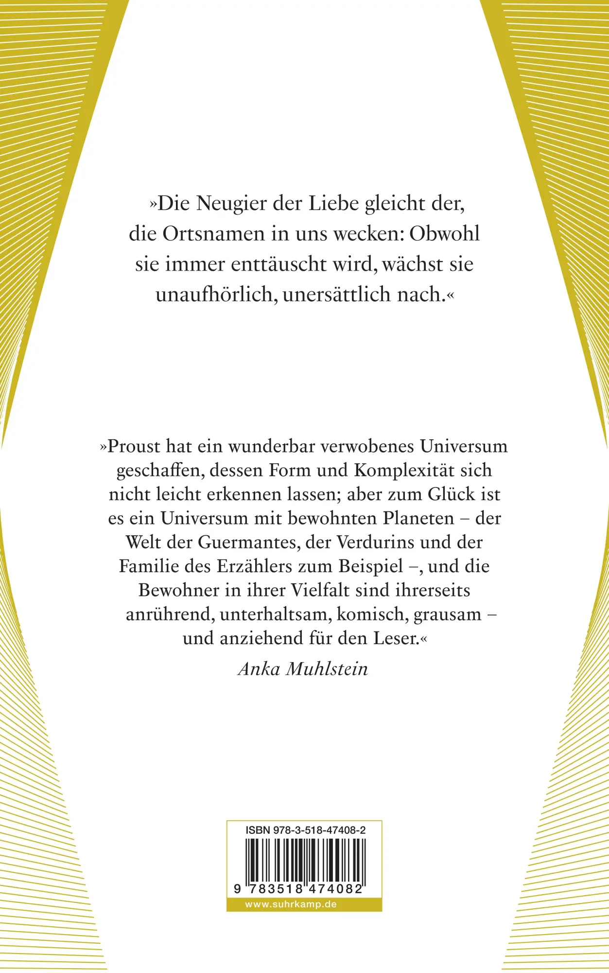 Rückseite: 9783518474082 | Die Gefangene | Marcel Proust | Taschenbuch | 704 S. | Deutsch | 2024