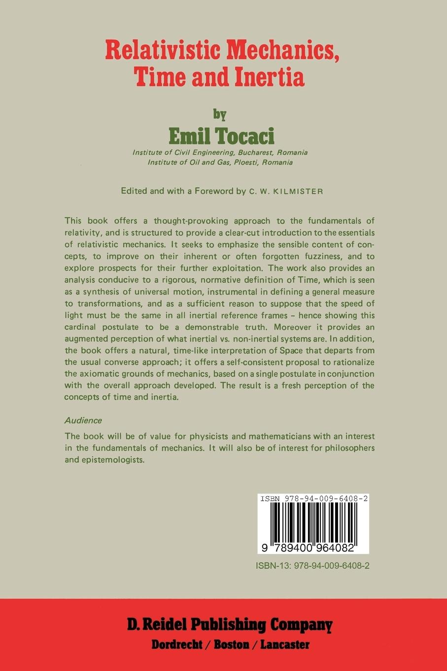 Rückseite: 9789400964082 | Relativistic Mechanics, Time and Inertia | E. Tocaci | Taschenbuch | x