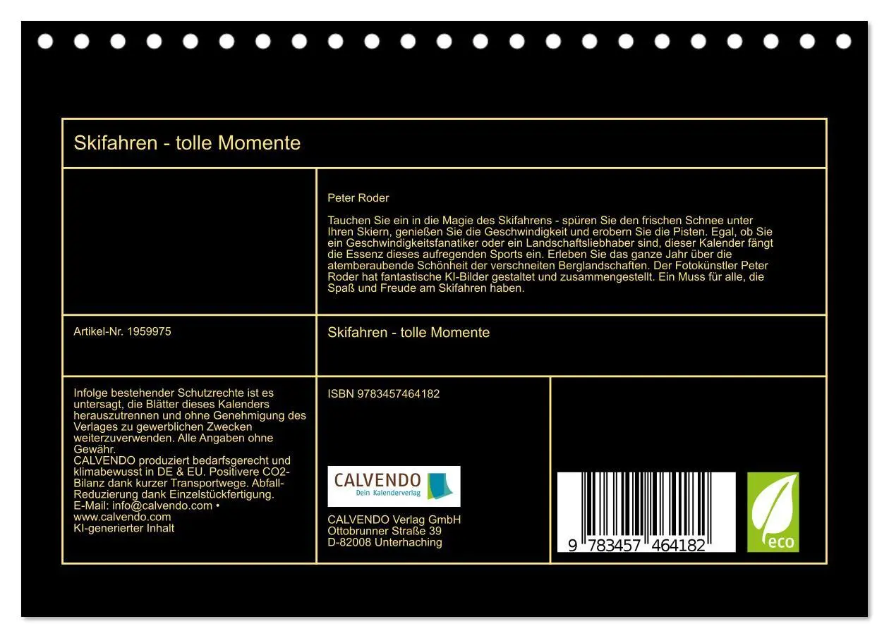 Bild: 9783457464182 | Skifahren - tolle Momente (Tischkalender 2026 DIN A5 quer),...