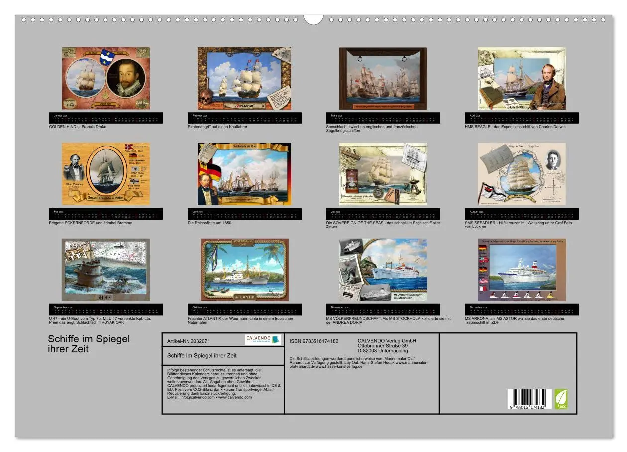 Bild: 9783516174182 | Schiffe im Spiegel ihrer Zeit (Wandkalender 2026 DIN A2 quer),...