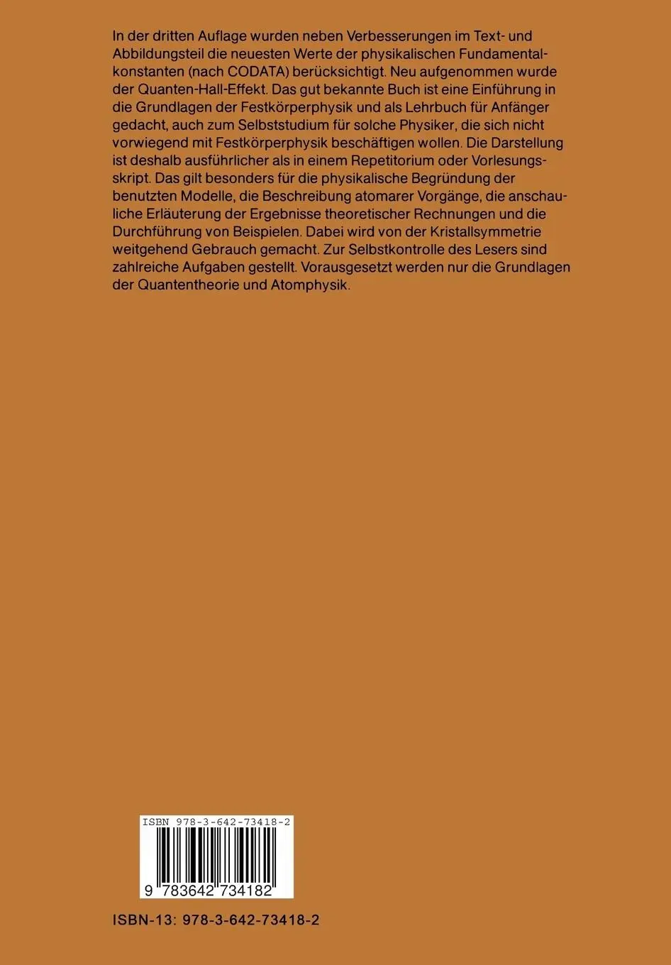 Rückseite: 9783642734182 | Einführung in die Festkörperphysik | Karl-Heinz Hellwege | Taschenbuch