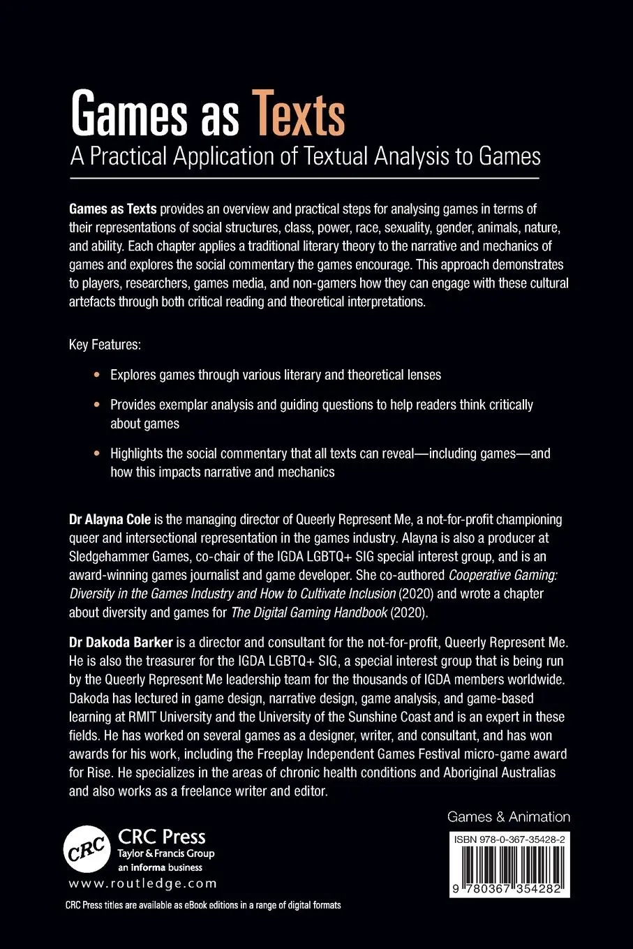Rückseite: 9780367354282 | Games as Texts | A Practical Application of Textual Analysis to Games