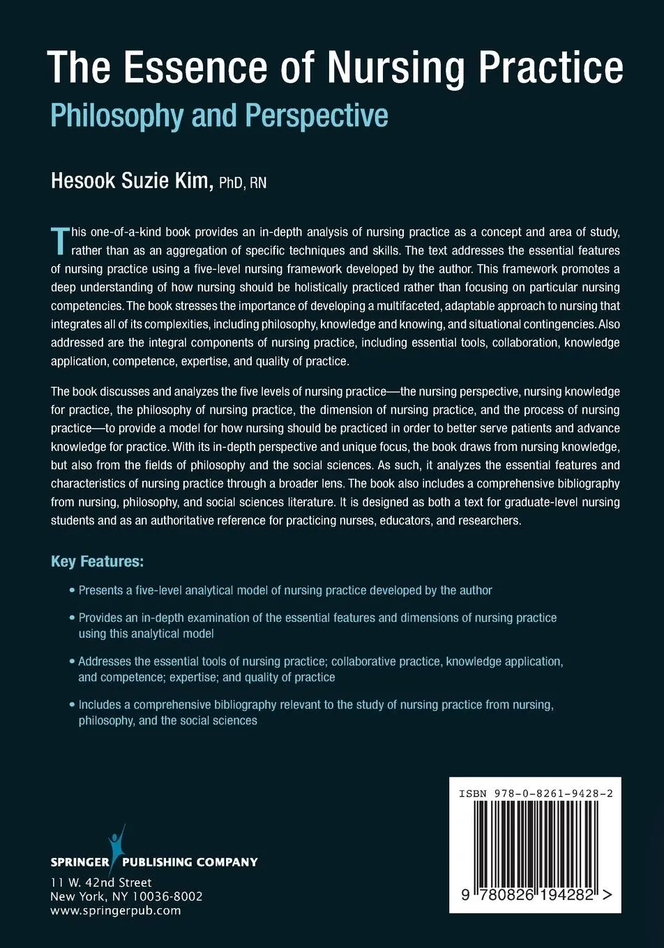Rückseite: 9780826194282 | The Essence of Nursing Practice | Philosophy and Perspective | Kim