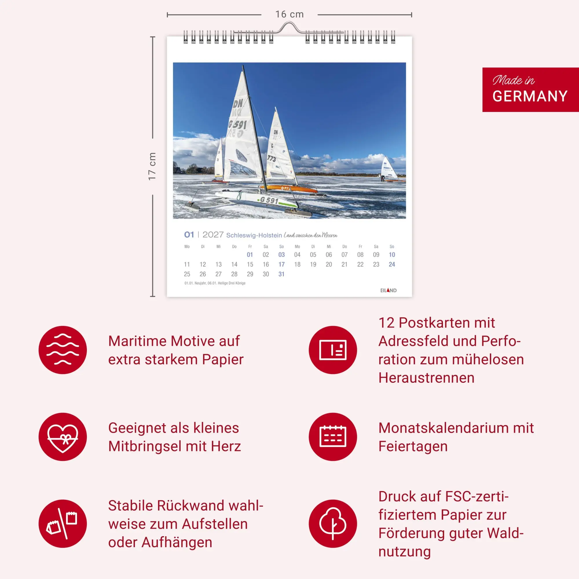 Bild: 9783964024282 | Schleswig-Holstein Postkartenkalender 2027 - Land zwischen den Meeren