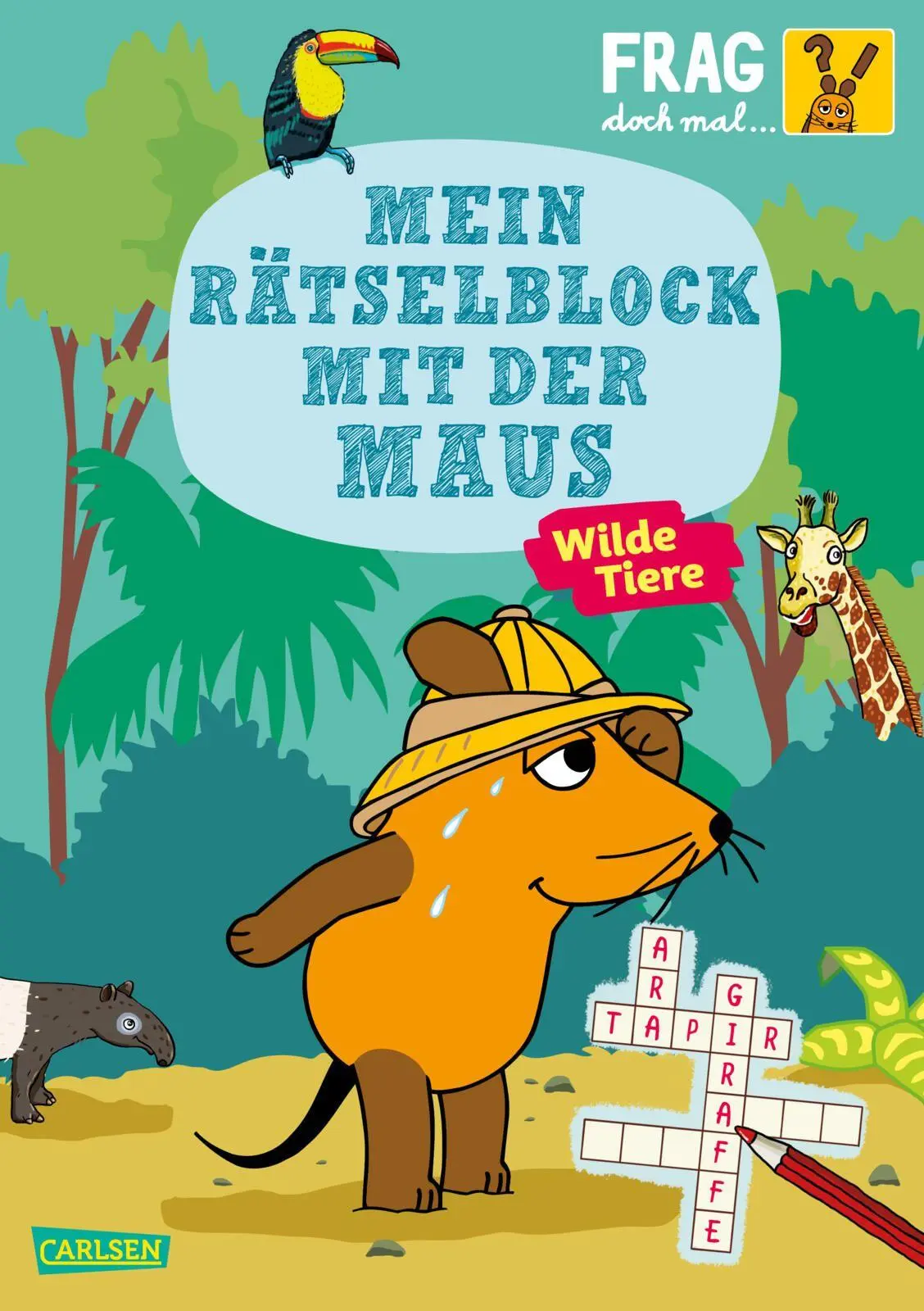 Cover: 9783551254382 | Frag doch mal ... die Maus: Mein Rätselblock mit der Maus- Wilde Tiere
