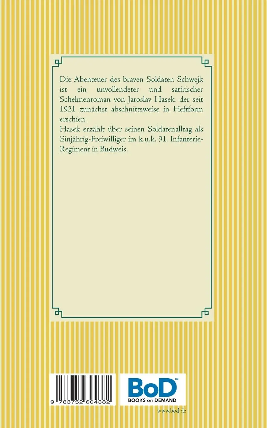 Rückseite: 9783752604382 | Die Abenteuer des braven Soldaten Schwejck | Jaroslav Hasek | Buch