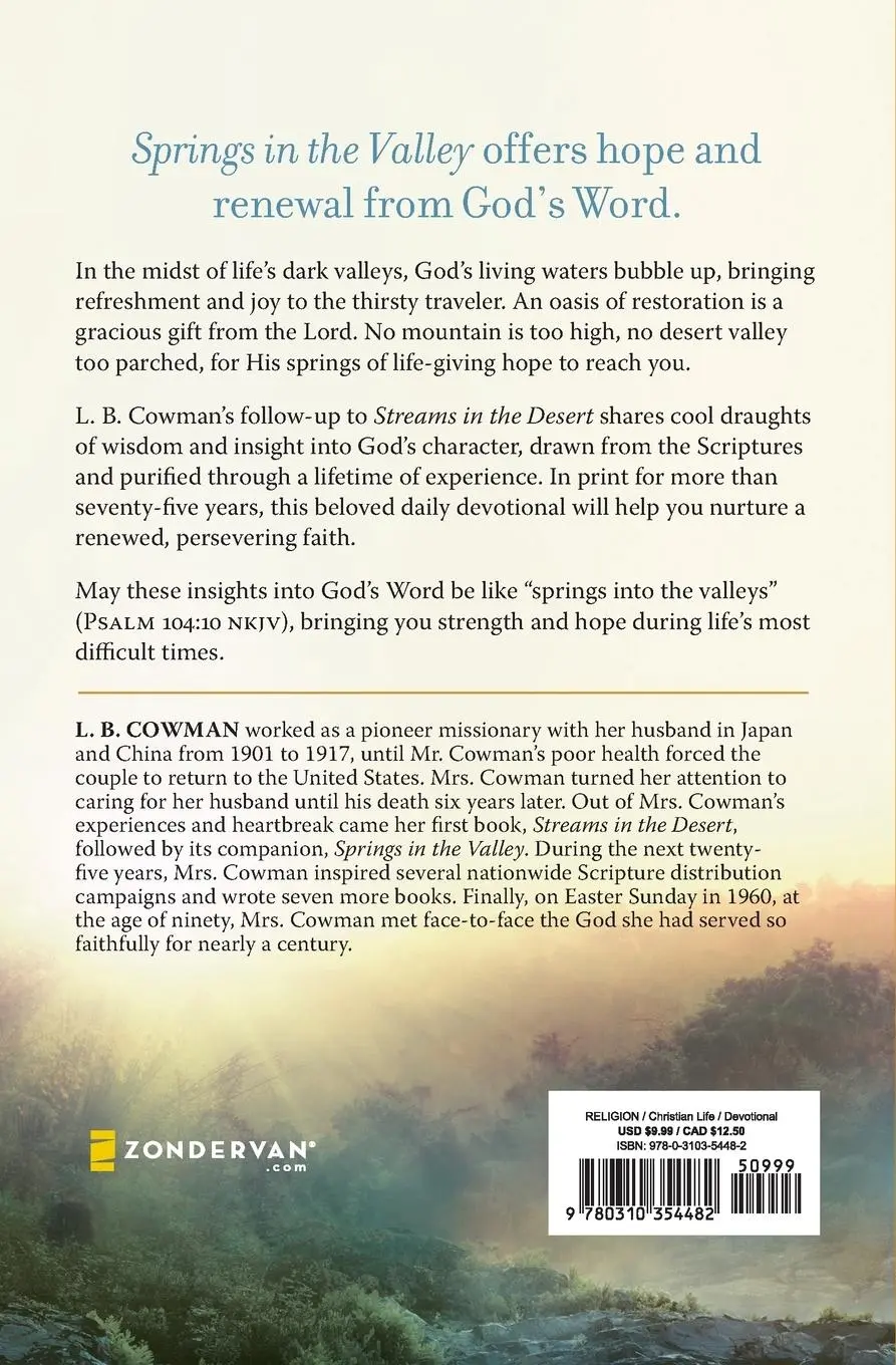 Rückseite: 9780310354482 | Springs in the Valley | 365 Daily Devotional Readings | Cowman | Buch