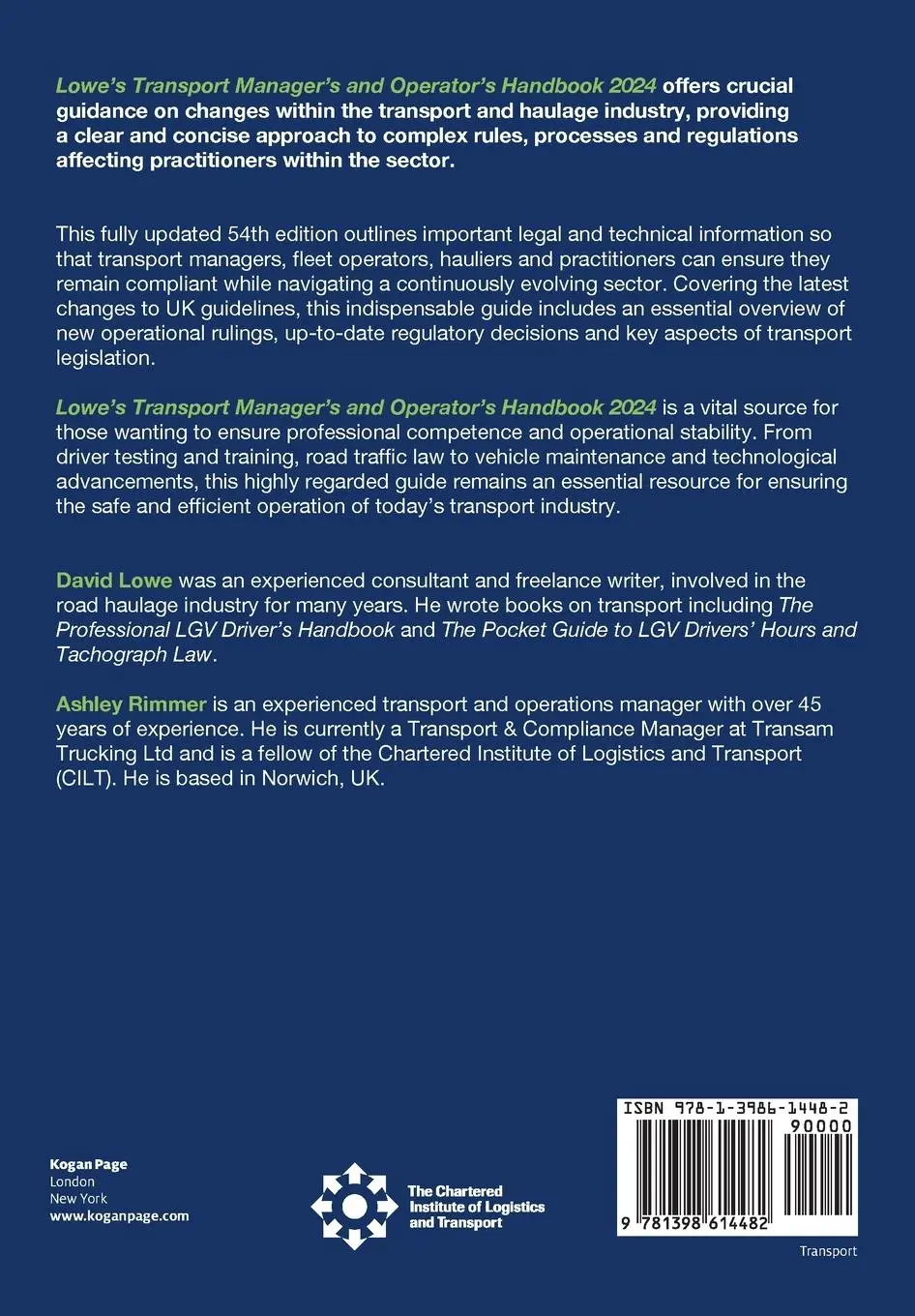 Rückseite: 9781398614482 | Lowe's Transport Manager's and Operator's Handbook 2024 | David Lowe