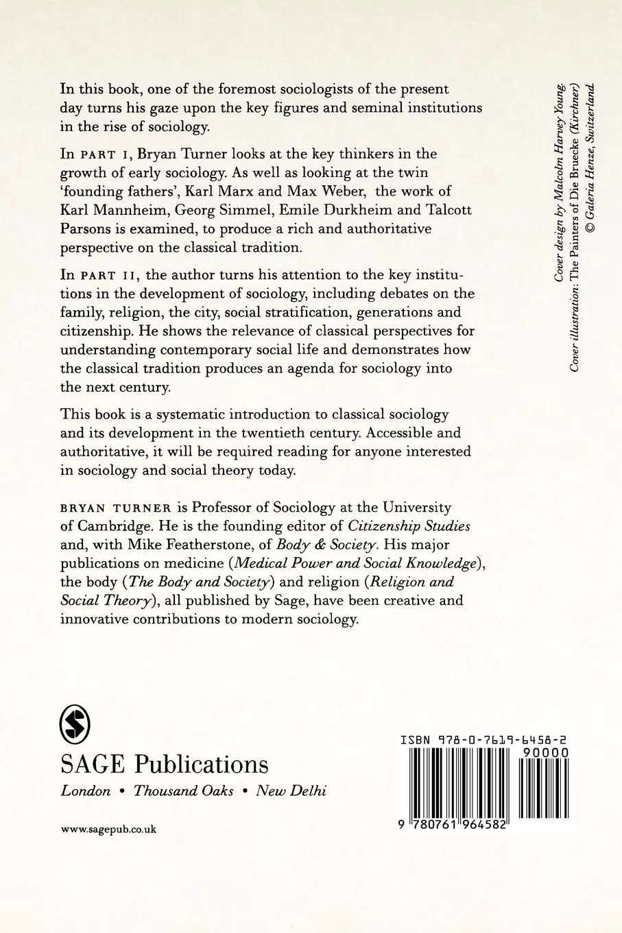Rückseite: 9780761964582 | Classical Sociology | Bryan S Turner | Taschenbuch | Englisch | 1999
