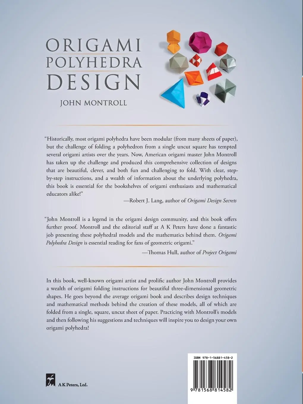 Rückseite: 9781568814582 | Origami Polyhedra Design | John Montroll | Taschenbuch | Englisch