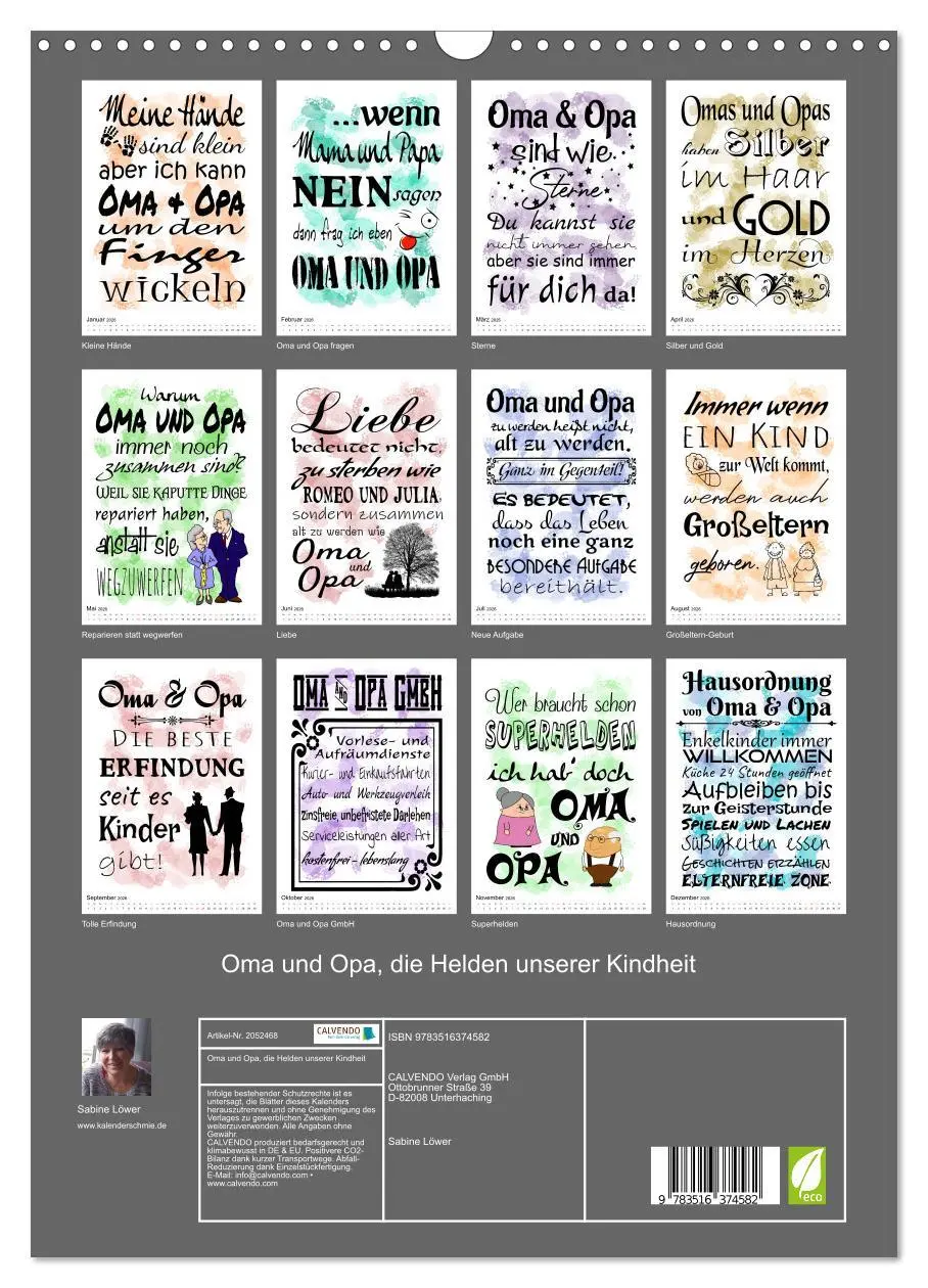 Bild: 9783516374582 | Oma und Opa, die Helden unserer Kindheit (Wandkalender 2026 DIN A3...