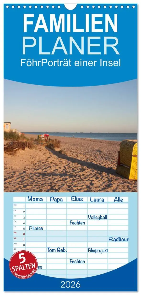 Cover: 9783516514582 | Familienplaner 2026 - Föhr 2026. Porträt einer Insel mit 5 Spalten...