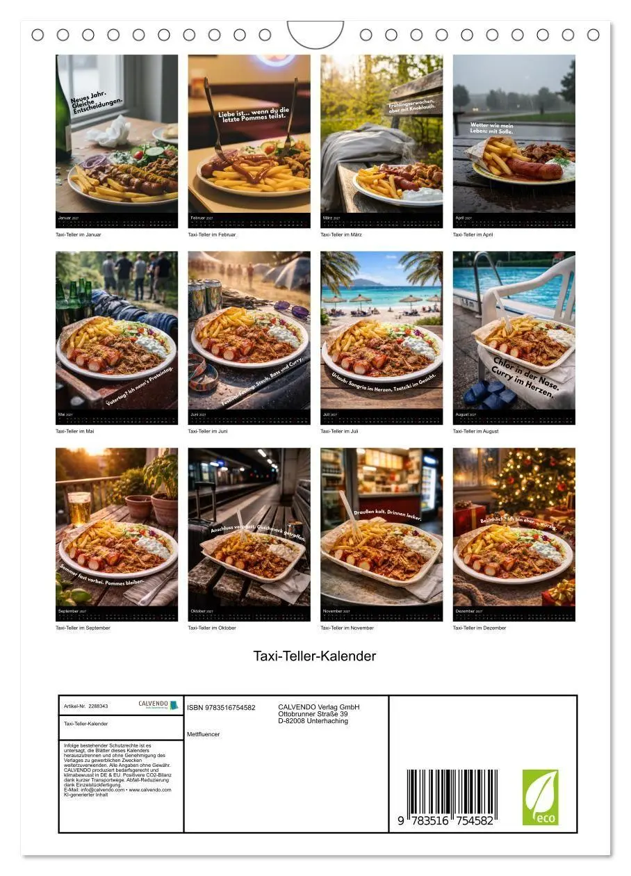 Bild: 9783516754582 | Taxi-Teller-Kalender (Wandkalender 2027 DIN A4 hoch), CALVENDO...