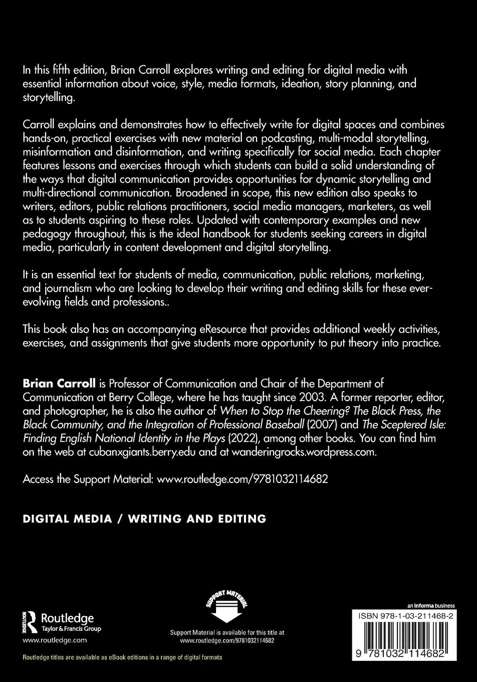 Rückseite: 9781032114682 | Writing and Editing for Digital Media | Brian Carroll | Taschenbuch