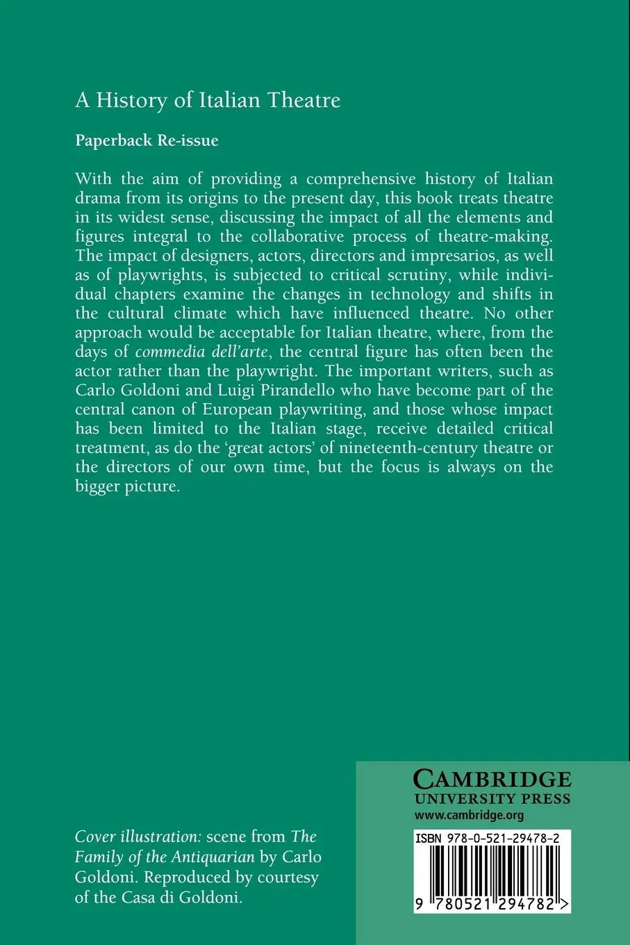 Rückseite: 9780521294782 | A History of Italian Theatre | D. H. Lawrence (u. a.) | Taschenbuch