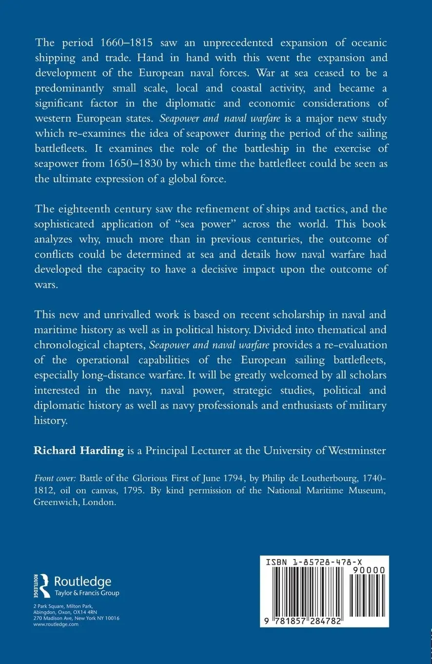Rückseite: 9781857284782 | Seapower and Naval Warfare, 1650-1830 | Richard Harding (u. a.) | Buch