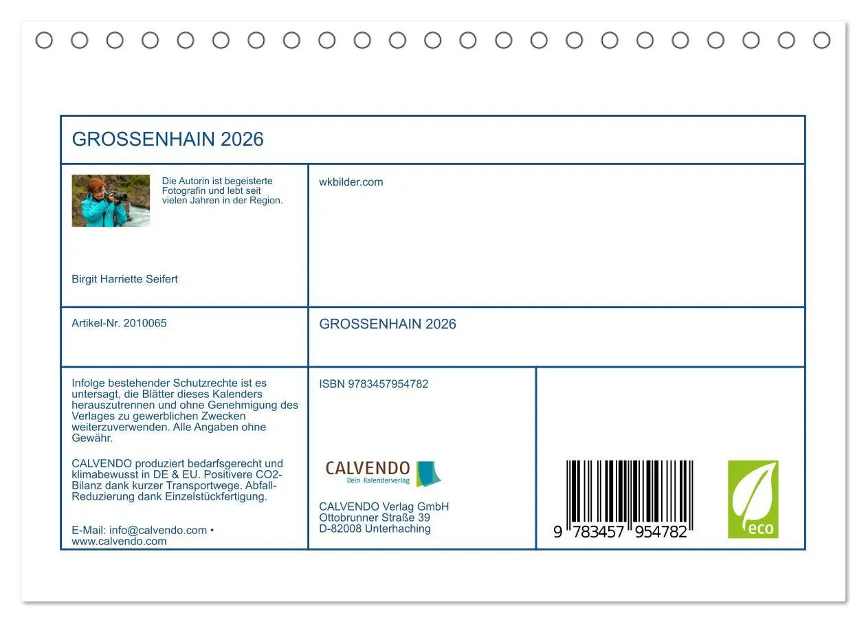 Bild: 9783457954782 | GROSSENHAIN 2026 (Tischkalender 2026 DIN A5 quer), CALVENDO...