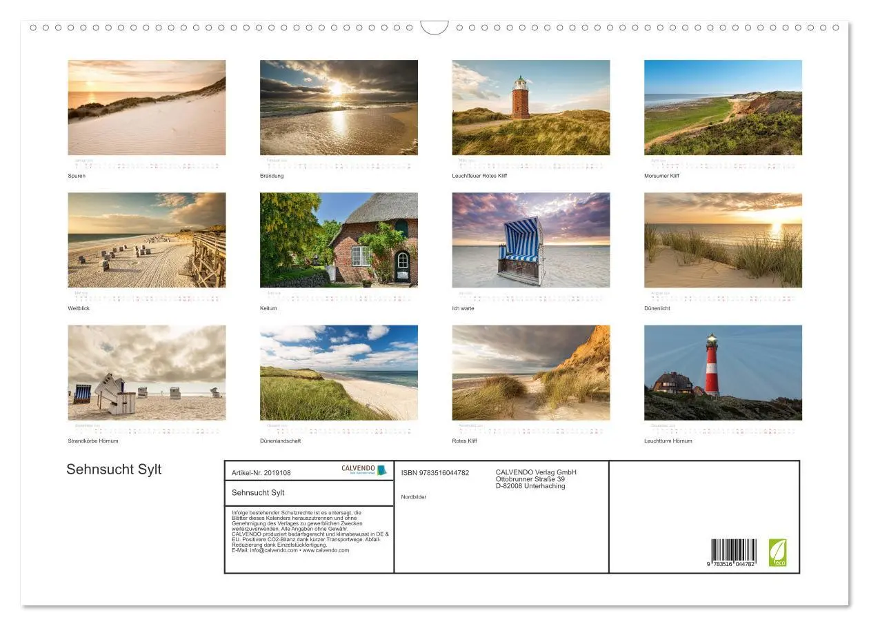 Bild: 9783516044782 | Sehnsucht Sylt (Wandkalender 2026 DIN A2 quer), CALVENDO...