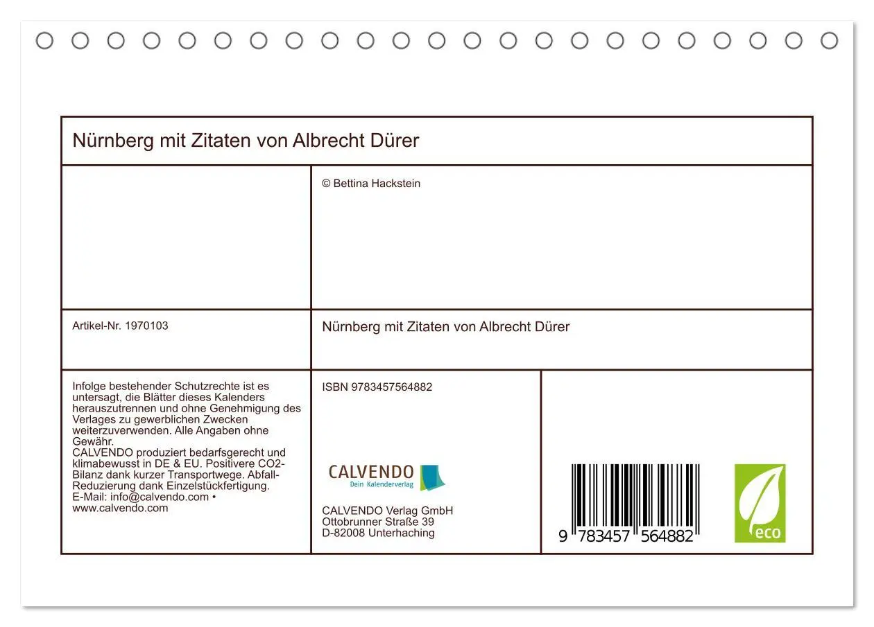 Bild: 9783457564882 | Nürnberg mit Zitaten von Albrecht Dürer (Tischkalender 2026 DIN A5...