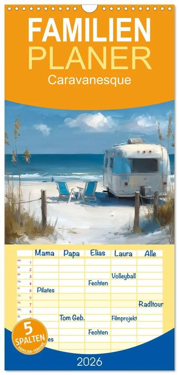 Cover: 9783516714982 | Familienplaner 2026 - Caravanesque mit 5 Spalten (Wandkalender, 21...