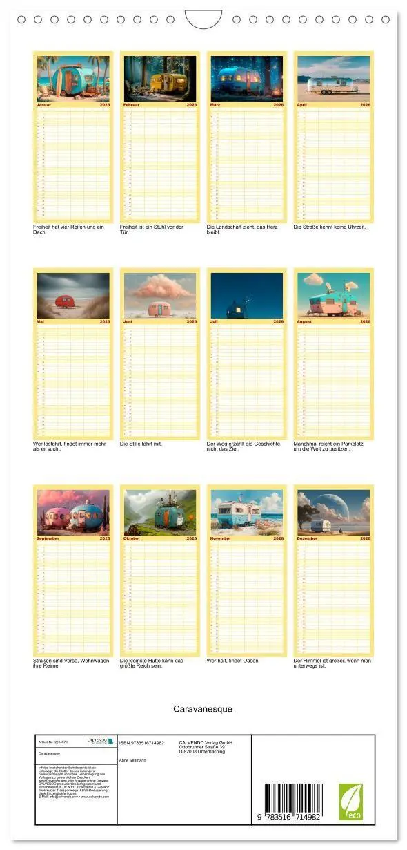 Bild: 9783516714982 | Familienplaner 2026 - Caravanesque mit 5 Spalten (Wandkalender, 21...