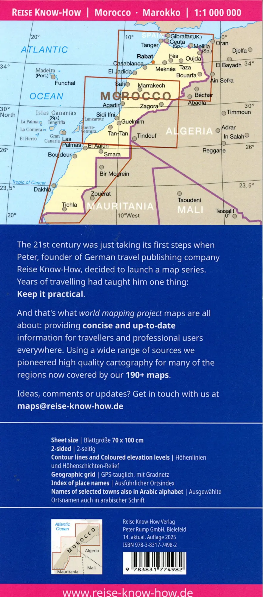 Bild: 9783831774982 | Reise Know-How Landkarte Marokko / Morocco (1:1.000.000) | 2 S. | 2025