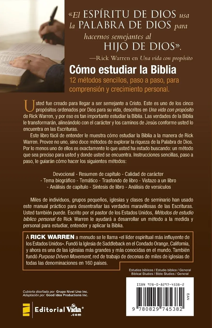 Rückseite: 9780829745382 | Métodos de estudio bíblico personal | Rick Warren | Taschenbuch | 2005