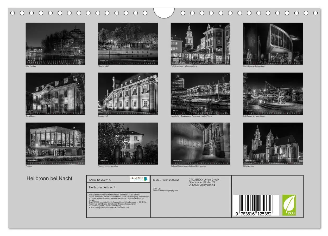 Bild: 9783516125382 | Heilbronn bei Nacht (Wandkalender 2026 DIN A4 quer), CALVENDO...