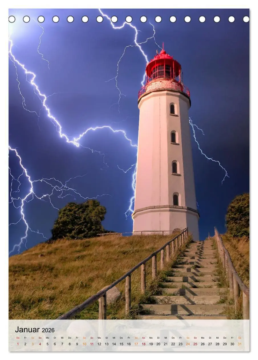 Bild: 9783516365382 | Leuchttürme im Gewitter (Tischkalender 2026 DIN A5 hoch), CALVENDO...