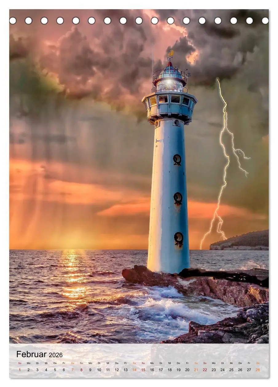Bild: 9783516365382 | Leuchttürme im Gewitter (Tischkalender 2026 DIN A5 hoch), CALVENDO...