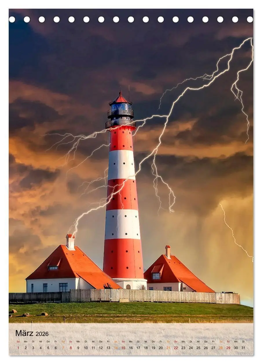 Bild: 9783516365382 | Leuchttürme im Gewitter (Tischkalender 2026 DIN A5 hoch), CALVENDO...