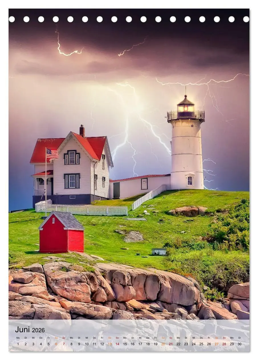 Bild: 9783516365382 | Leuchttürme im Gewitter (Tischkalender 2026 DIN A5 hoch), CALVENDO...