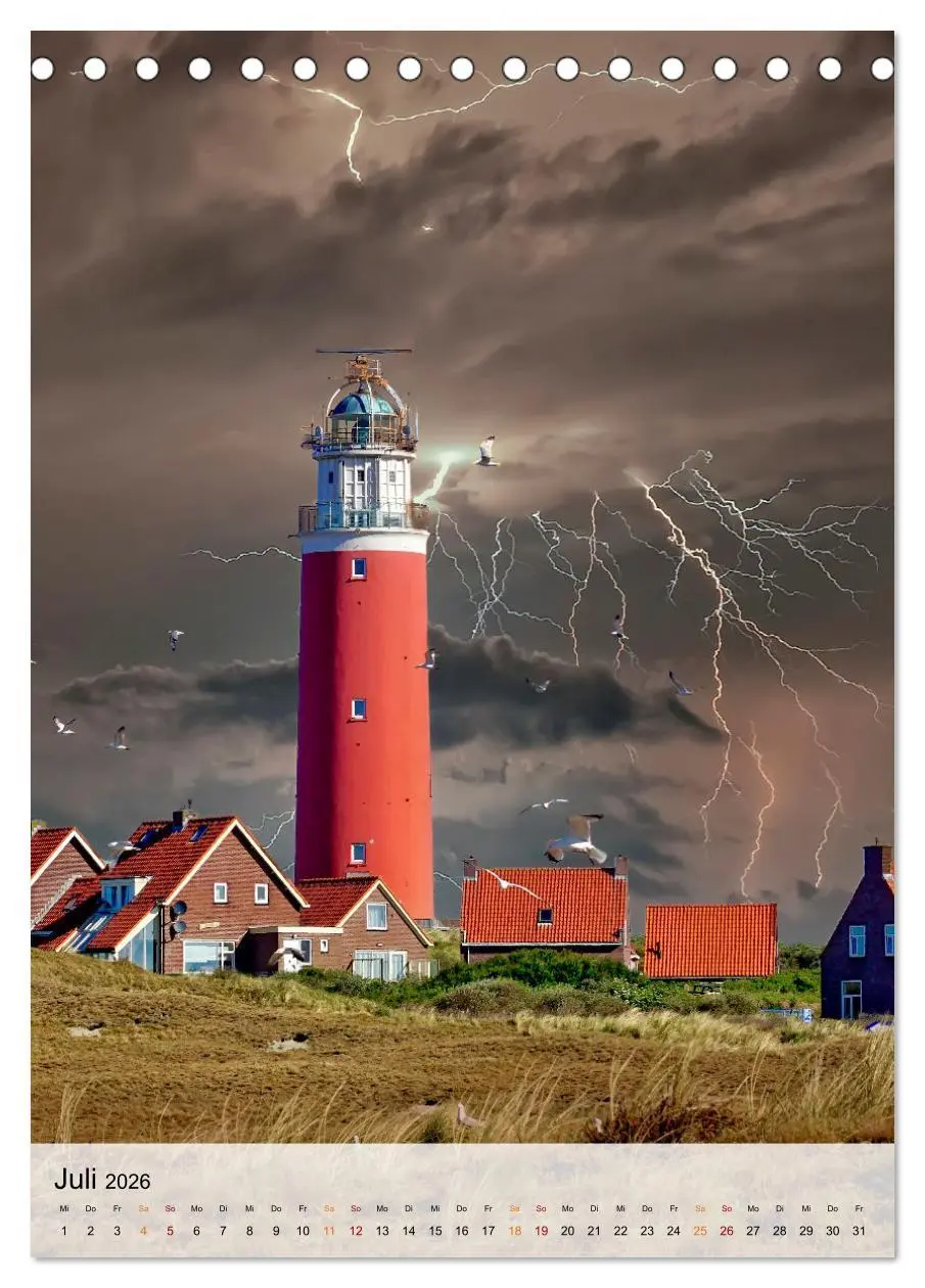 Bild: 9783516365382 | Leuchttürme im Gewitter (Tischkalender 2026 DIN A5 hoch), CALVENDO...