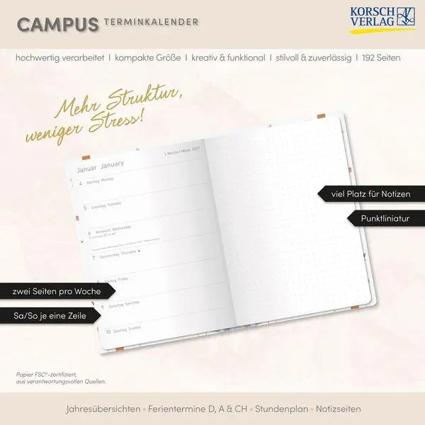 Bild: 9783819305382 | Terminkalender Campus Schmetterlinge 18 Monate 2027/2028 | Verlag