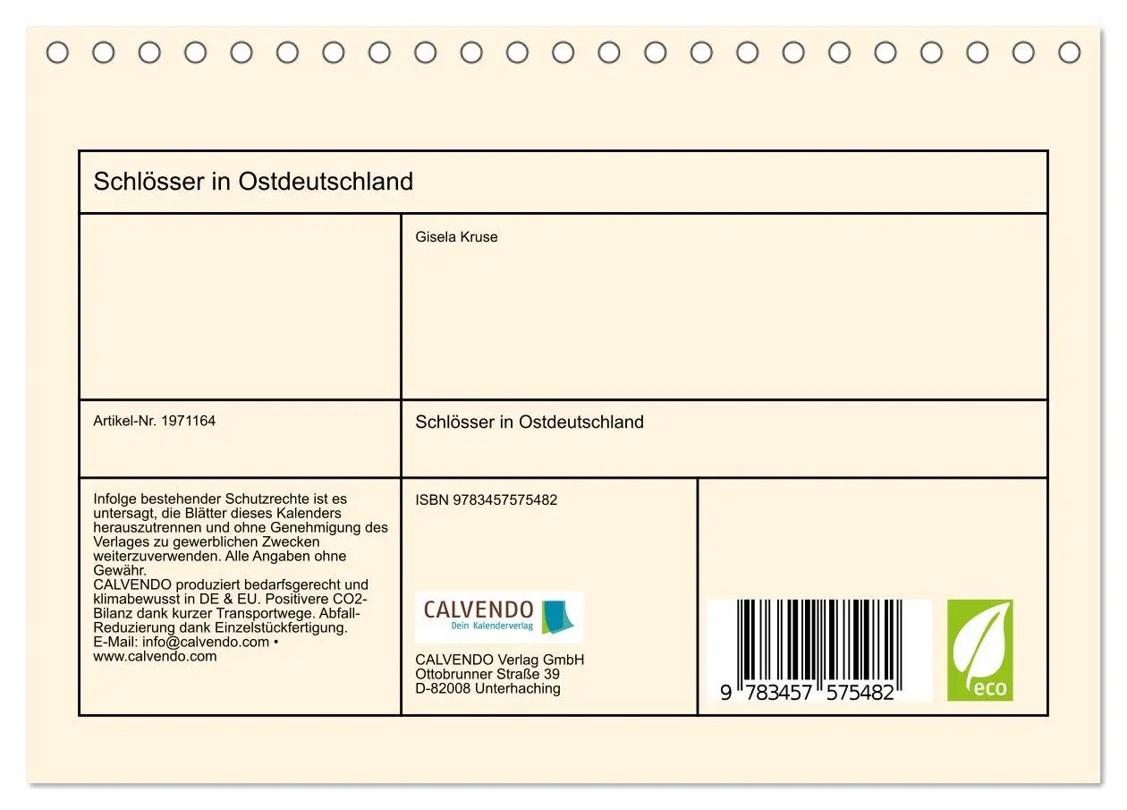 Bild: 9783457575482 | Schlösser in Ostdeutschland (Tischkalender 2026 DIN A5 quer),...