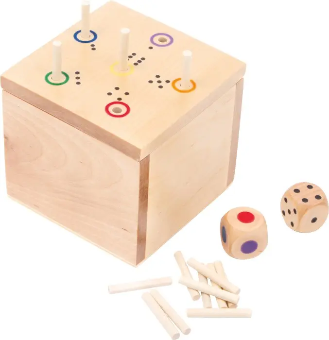 Cover: 4020972065582 | small foot 6558 - Würfelspiel 6 raus in der Box, Holz, Steckspiel,