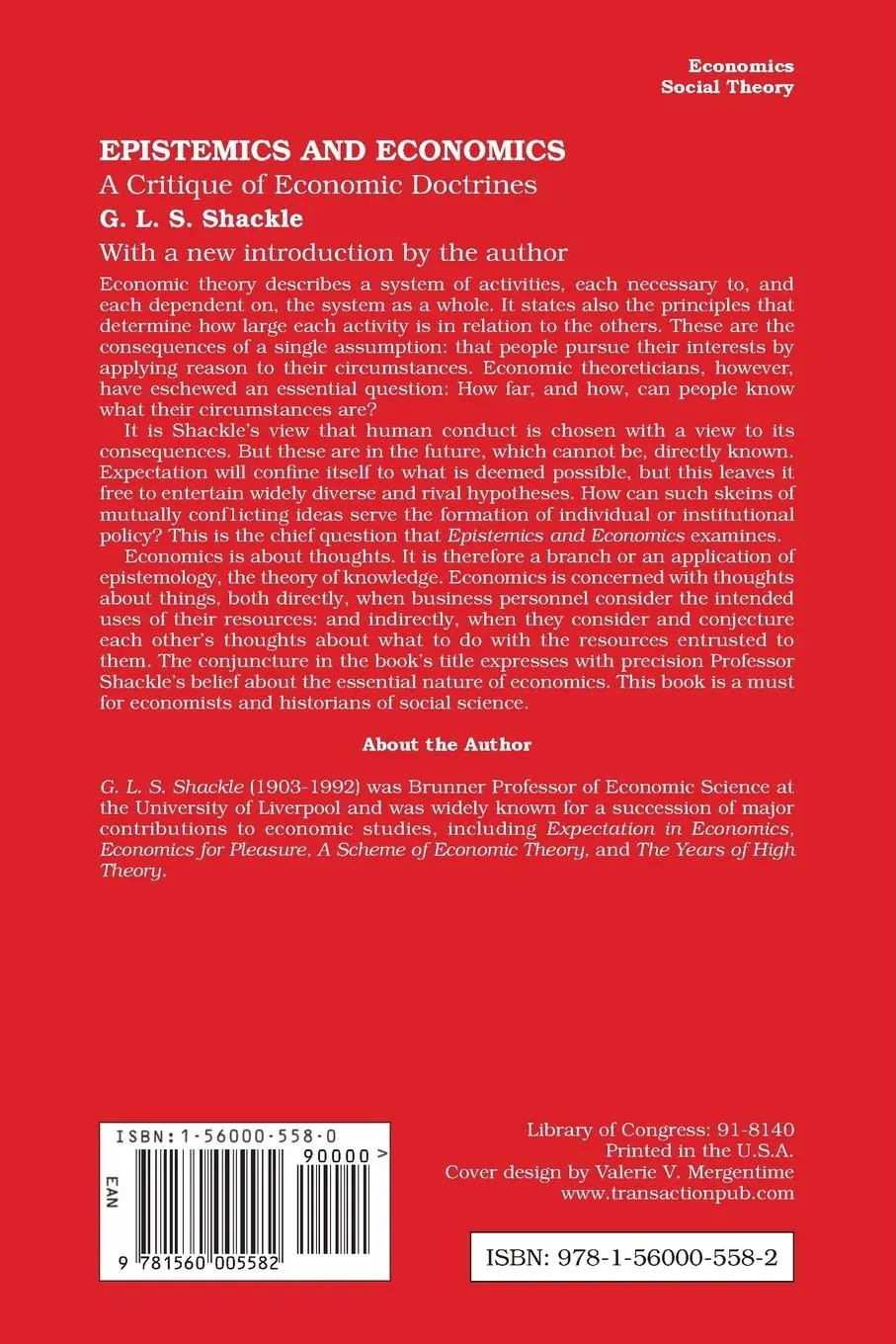 Rückseite: 9781560005582 | Epistemics and Economics | A Critique of Economic Doctrines | Shackle