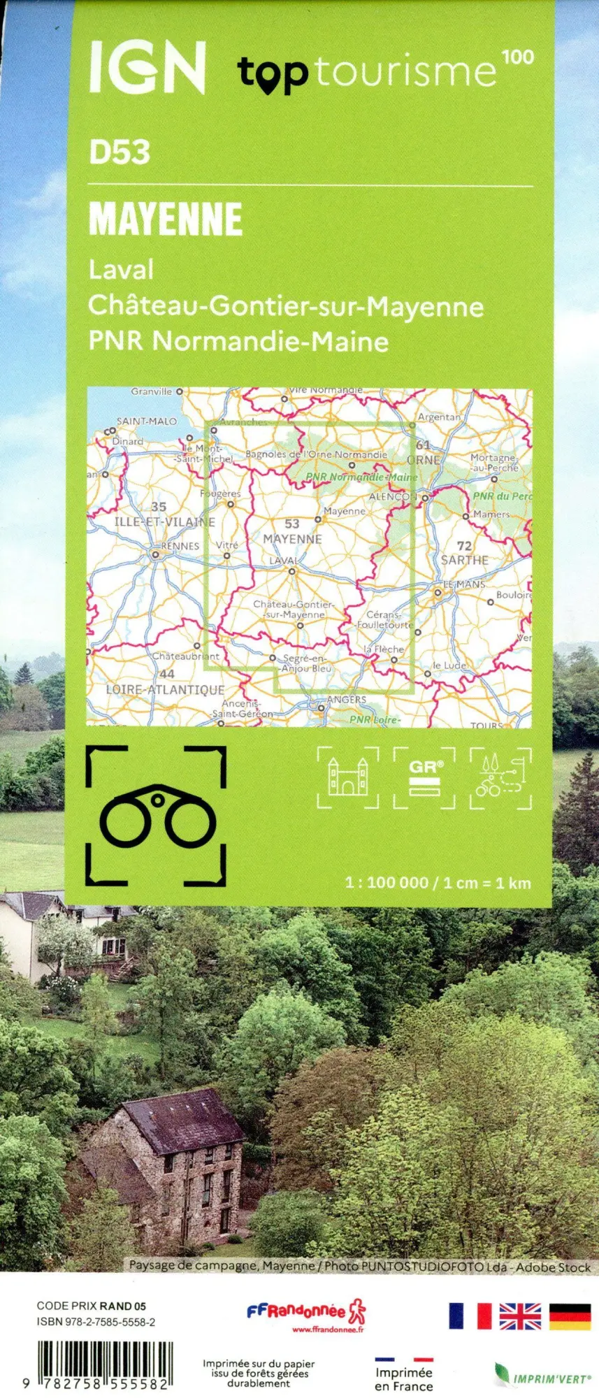 Bild: 9782758555582 | 53 Mayenne | 1:100000 | (Land-)Karte | IGN Top 100 départemental