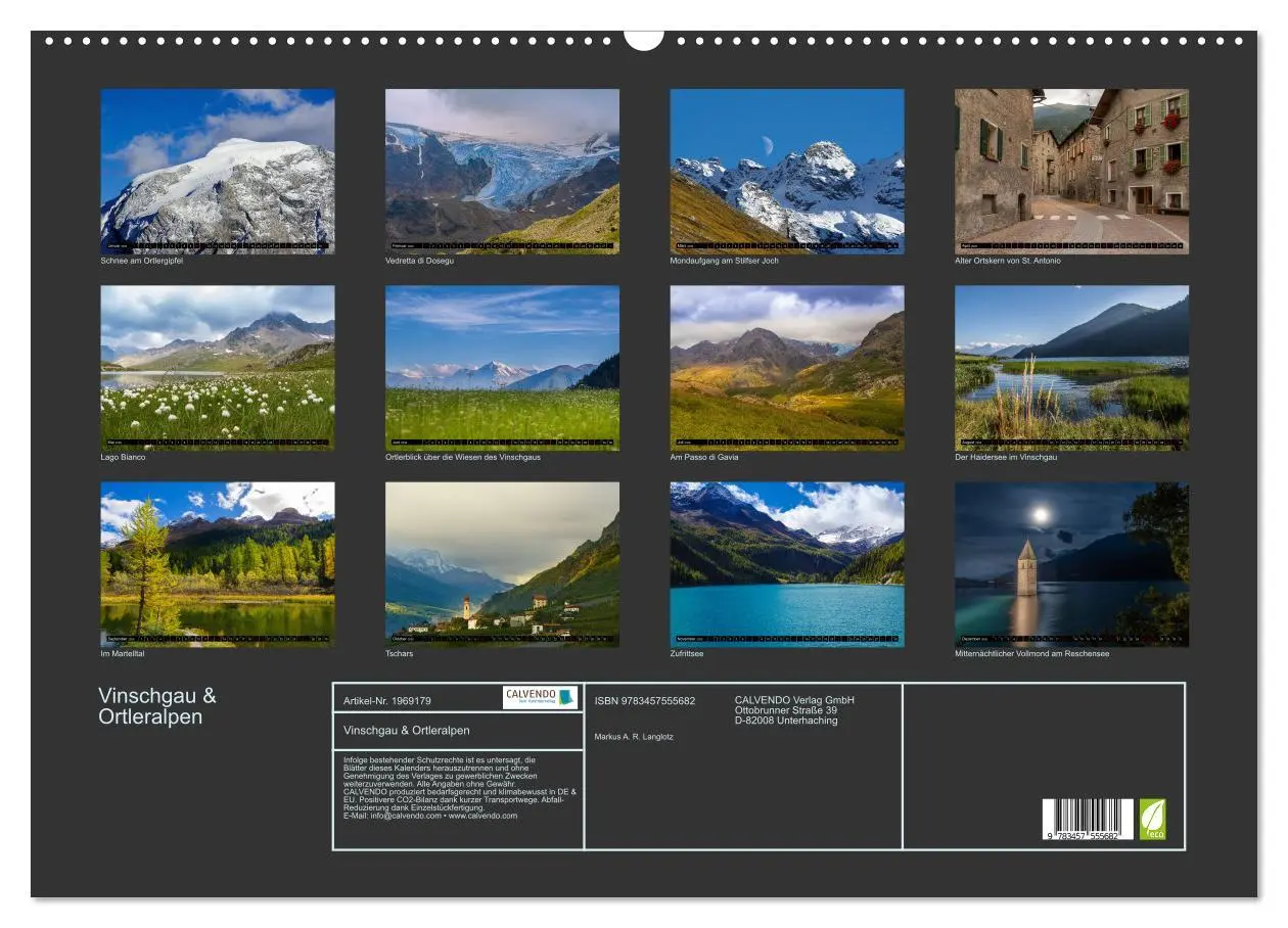 Bild: 9783457555682 | Vinschgau &amp; Ortleralpen (Wandkalender 2026 DIN A2 quer), CALVENDO...