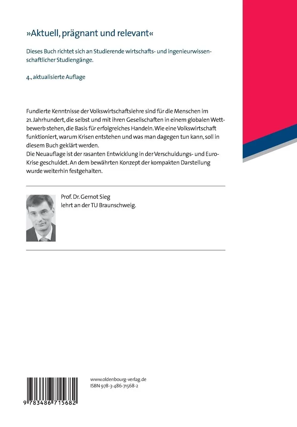 Rückseite: 9783486715682 | Volkswirtschaftslehre | Mit aktuellen Fallstudien | Gernot Sieg | Buch