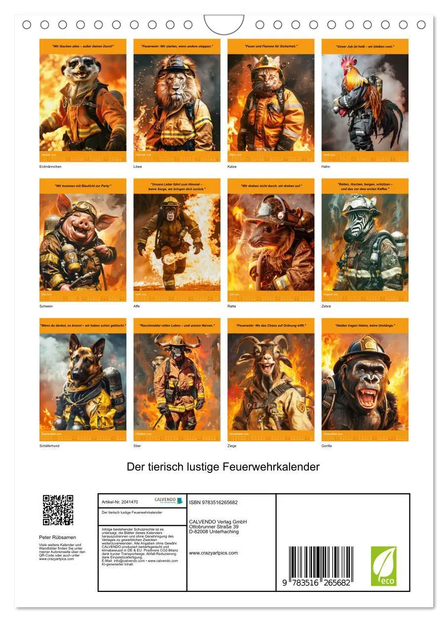 Bild: 9783516265682 | Der tierisch lustige Feuerwehrkalender (Wandkalender 2026 DIN A4...